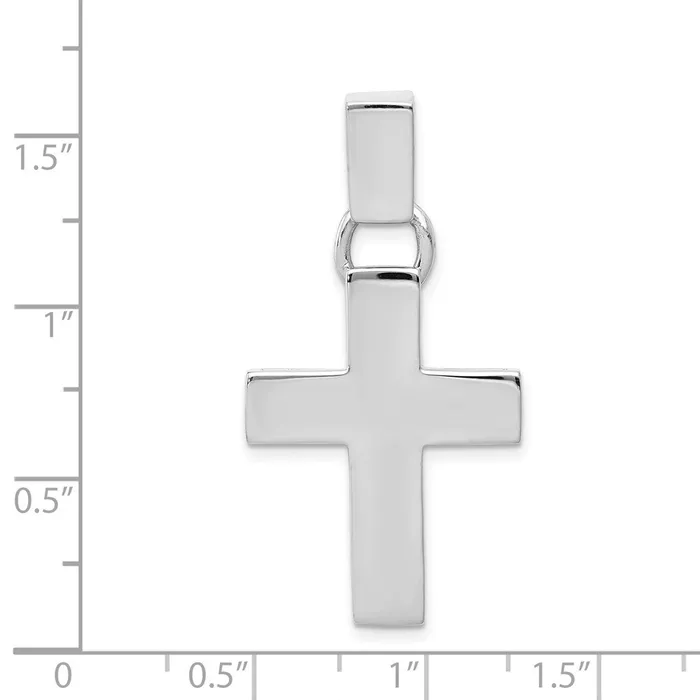 TreasureFineJewelers Necklaces 14k White Gold Modern Cross Pendant