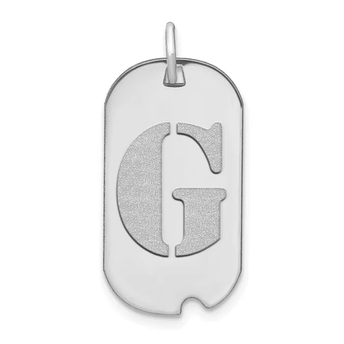 TreasureFineJewelers Necklaces 14k White Gold Polished Letter G Initial Dog Tag Pendant TreasureFineJewelers Necklaces 14k White Gold Polished Letter G Initial Dog Tag Pendant