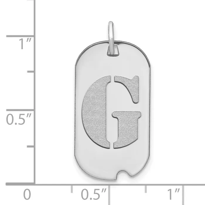 TreasureFineJewelers Necklaces 14k White Gold Polished Letter G Initial Dog Tag Pendant