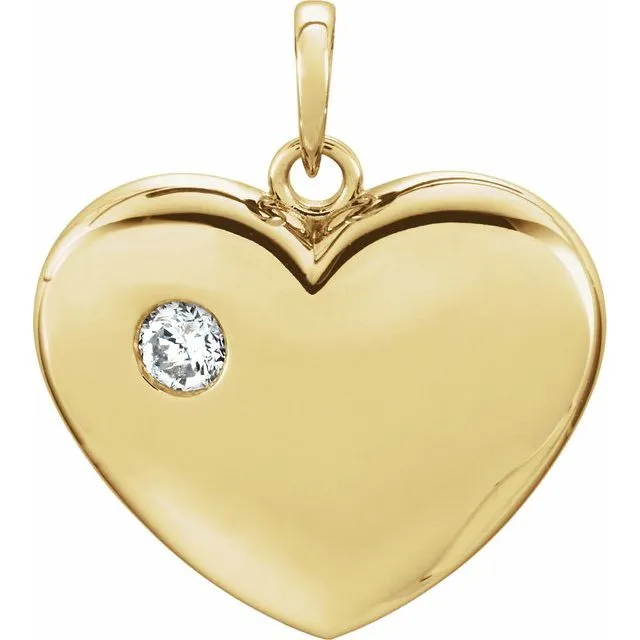 TreasureFineJewelers Necklaces 14K Yellow Gold 16 CT Natural Diamond Heart Pendant TreasureFineJewelers Necklaces 14K Yellow Gold 16 CT Natural Diamond Heart Pendant