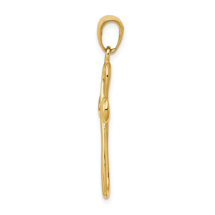 TreasureFineJewelers Necklaces 14k Yellow Gold Polished Cross Pendant