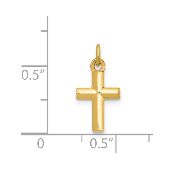 TreasureFineJewelers Necklaces 14k Yellow Gold Polished Cross Pendant