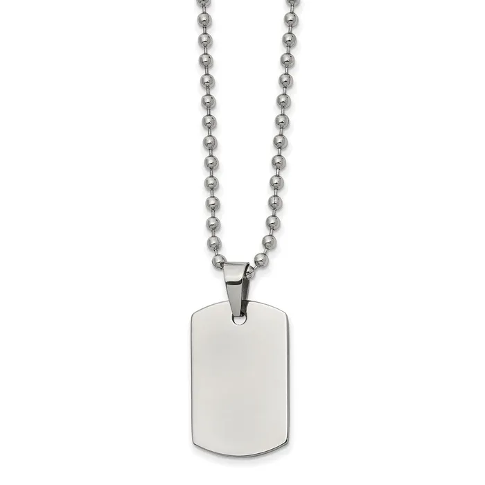 TreasureFineJewelers Necklaces Chisel Stainless Steel Brushed and Polished Reversible Dog Tag on a 22 inch Ball Chain Necklace TreasureFineJewelers Necklaces Chisel Stainless Steel Brushed and Polished Reversible Dog Tag on a 22 inch Ball Chain Necklace