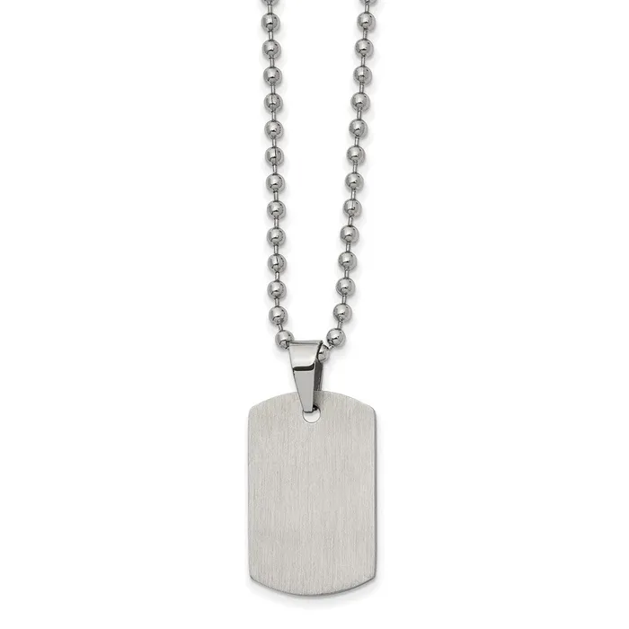TreasureFineJewelers Necklaces Chisel Stainless Steel Brushed and Polished Reversible Dog Tag on a 22 inch Ball Chain Necklace