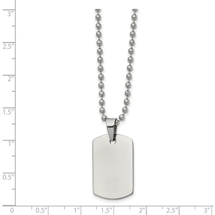 TreasureFineJewelers Necklaces Chisel Stainless Steel Brushed and Polished Reversible Dog Tag on a 22 inch Ball Chain Necklace