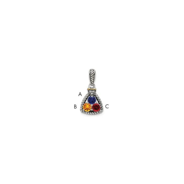 TreasureFineJewelers Necklaces Sterling Silver 14k Threestone and Diamond Mothers Pendant SemiMount TreasureFineJewelers Necklaces Sterling Silver 14k Threestone and Diamond Mothers Pendant SemiMount