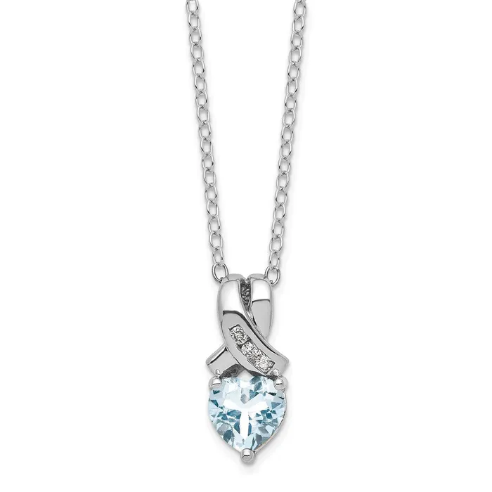 TreasureFineJewelers Necklaces Sterling Silver Aquamarine Diamond Necklace TreasureFineJewelers Necklaces Sterling Silver Aquamarine Diamond Necklace