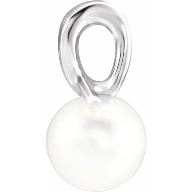 TreasureFineJewelers Necklaces Sterling Silver Cultured White Freshwater Pearl Bypass Pendant