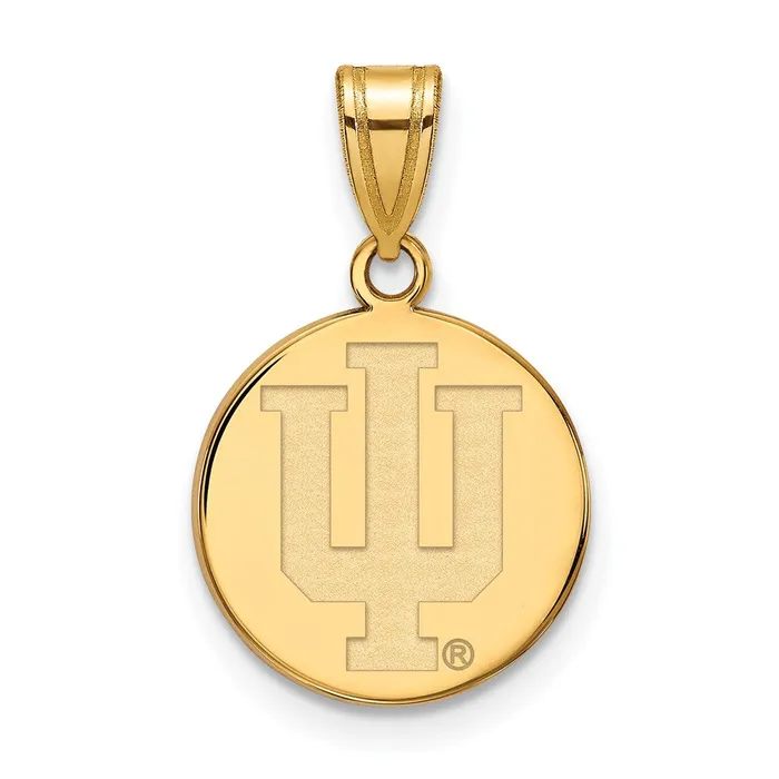TreasureFineJewelers Necklaces Sterling Silver Goldplated Indiana University IU Medium Disc Pendant TreasureFineJewelers Necklaces Sterling Silver Goldplated Indiana University IU Medium Disc Pendant
