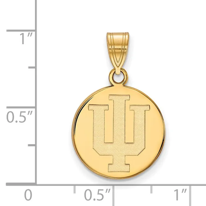 TreasureFineJewelers Necklaces Sterling Silver Goldplated Indiana University IU Medium Disc Pendant