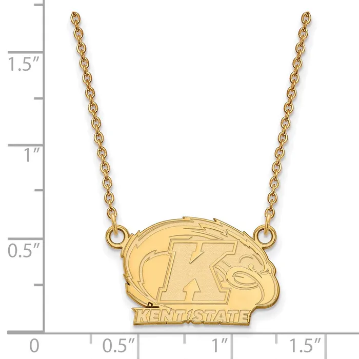 TreasureFineJewelers Necklaces Sterling Silver Goldplated Kent State University Small Pendant 18 inch Necklace