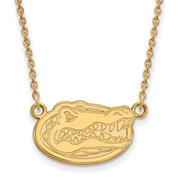 TreasureFineJewelers Necklaces Sterling Silver Goldplated University of Florida Gator Small Pendant 18 inch Necklace TreasureFineJewelers Necklaces Sterling Silver Goldplated University of Florida Gator Small Pendant 18 inch Necklace