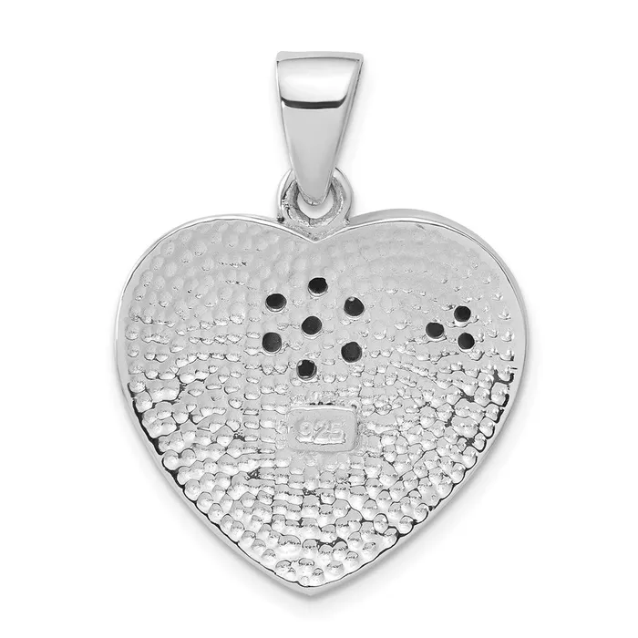 TreasureFineJewelers Necklaces Sterling Silver Multicolored Stone Inlay Flower Heart Pendant