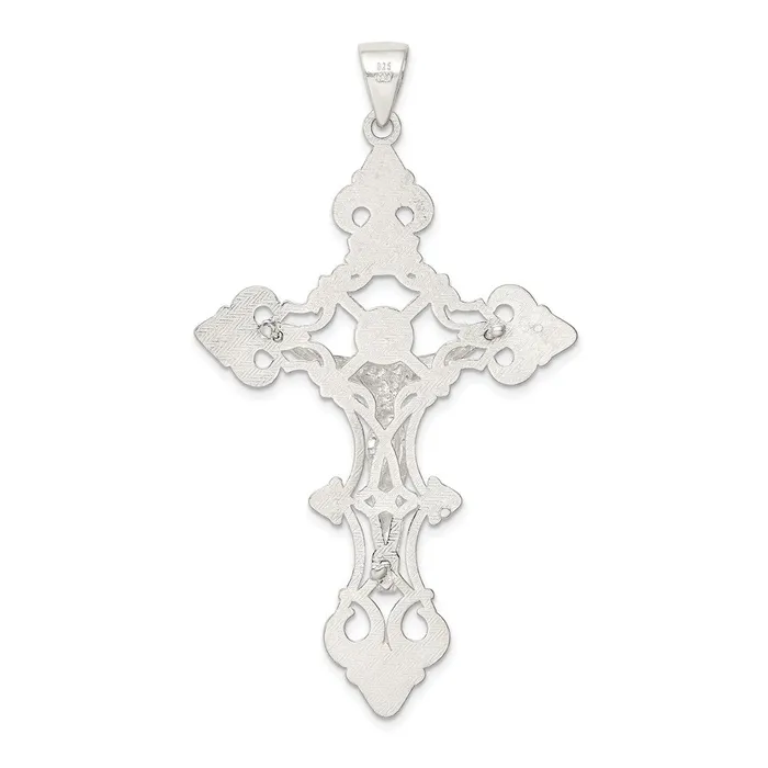 TreasureFineJewelers Necklaces Sterling Silver Polished Large INRI Crucifix Pendant