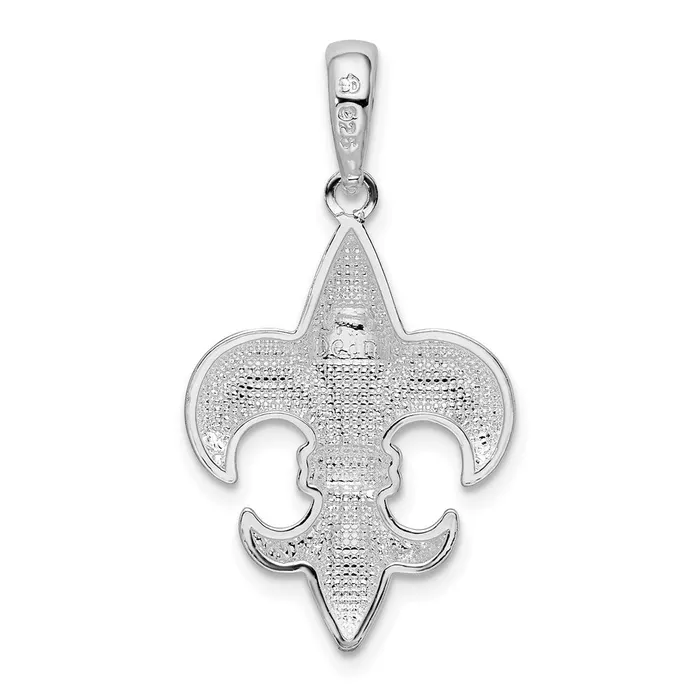 TreasureFineJewelers Necklaces Sterling Silver Polished Medium Fleur de Lis Pendant