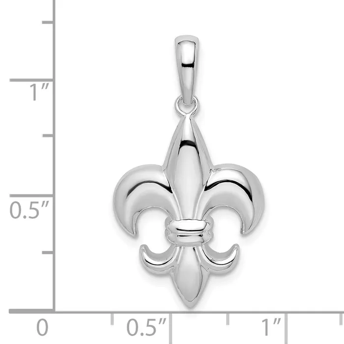 TreasureFineJewelers Necklaces Sterling Silver Polished Medium Fleur de Lis Pendant
