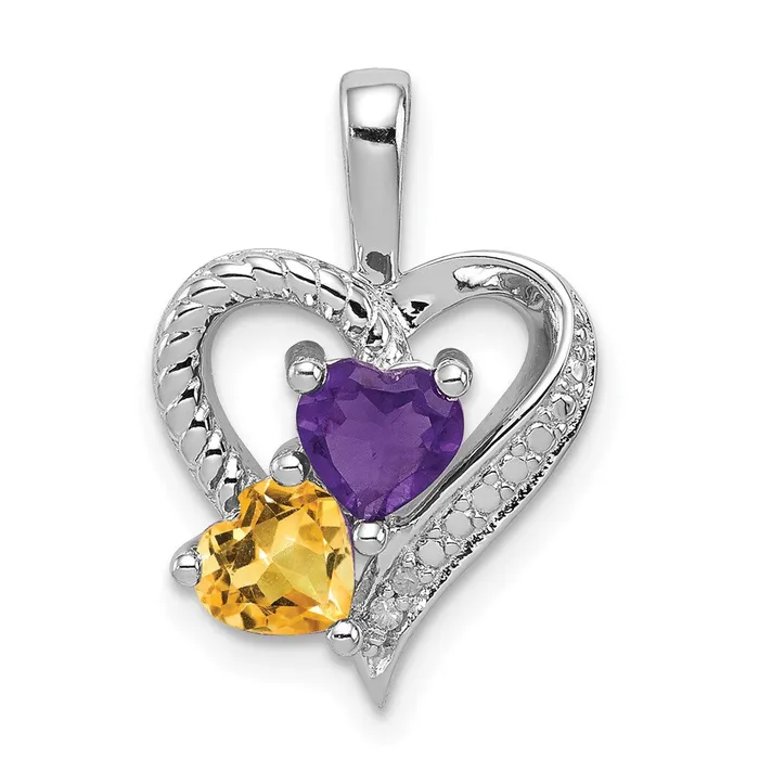 TreasureFineJewelers Necklaces Sterling Silver Rhodiumplated Amethyst Citrine and Diamond Pendant TreasureFineJewelers Necklaces Sterling Silver Rhodiumplated Amethyst Citrine and Diamond Pendant