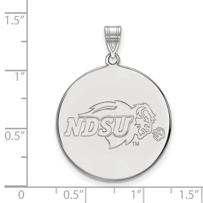 TreasureFineJewelers Necklaces Sterling Silver Rhodiumplated North Dakota State University Extra Large Disc Pendant