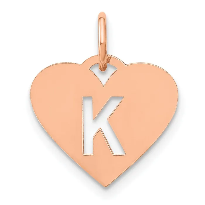 TreasureFineJewelers Necklaces Sterling Silver Roseplated Heart Letter K Initial Charm TreasureFineJewelers Necklaces Sterling Silver Roseplated Heart Letter K Initial Charm