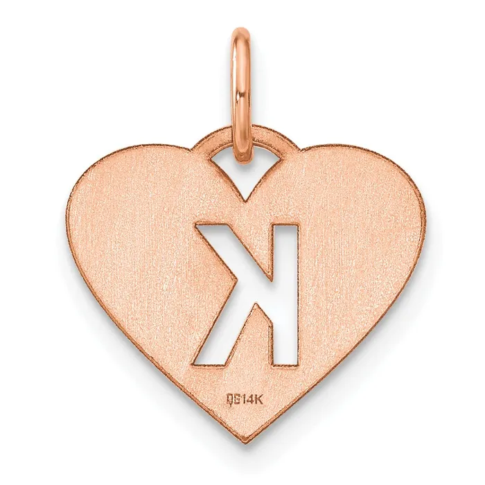 TreasureFineJewelers Necklaces Sterling Silver Roseplated Heart Letter K Initial Charm