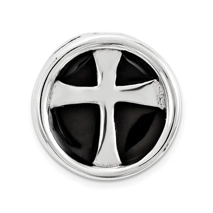 TreasureFineJewelers Necklaces Sterling Silver Stackable Expressions Small Blk Enameled Cross Chain Slide TreasureFineJewelers Necklaces Sterling Silver Stackable Expressions Small Blk Enameled Cross Chain Slide