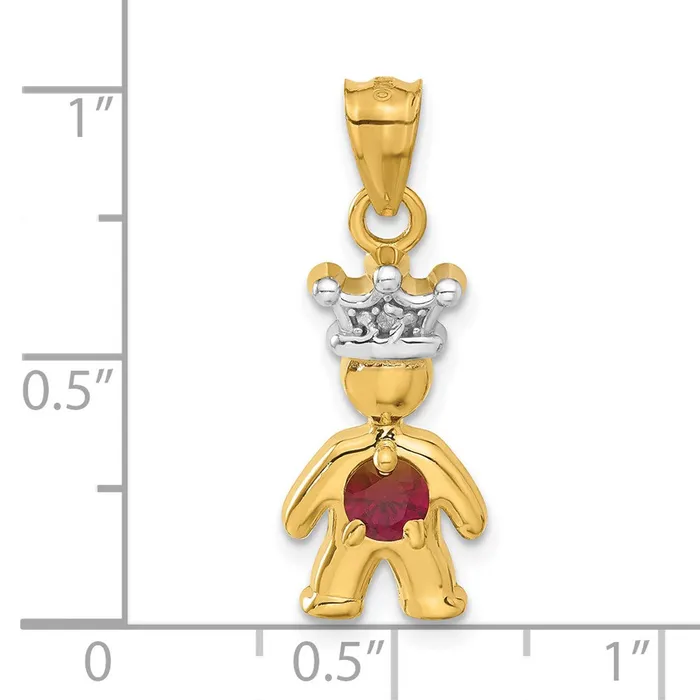 TreasureFineJewelers PreStyled Sets 14k Yellow Gold Diamond and Synthetic January Birthstone Boy Pendant