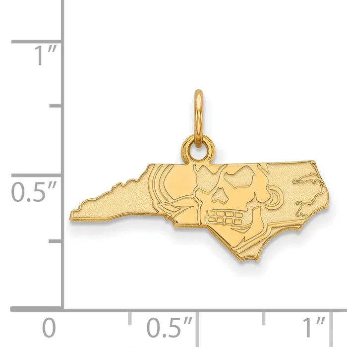 TreasureFineJewelers Sterling Silver Goldplated East Carolina University Map Extra Small Pendant Necklaces