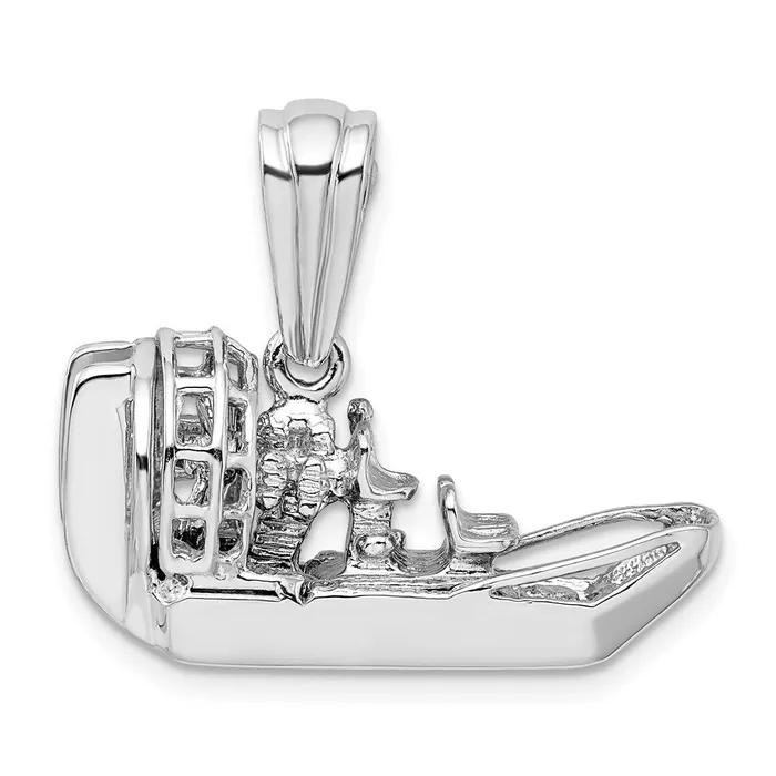 TreasureFineJewelers Sterling Silver Polished 3D Air Boat Pendant Necklaces TreasureFineJewelers Sterling Silver Polished 3D Air Boat Pendant Necklaces