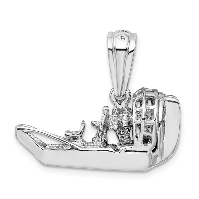 TreasureFineJewelers Sterling Silver Polished 3D Air Boat Pendant Necklaces