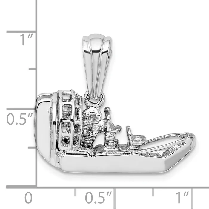 TreasureFineJewelers Sterling Silver Polished 3D Air Boat Pendant Necklaces