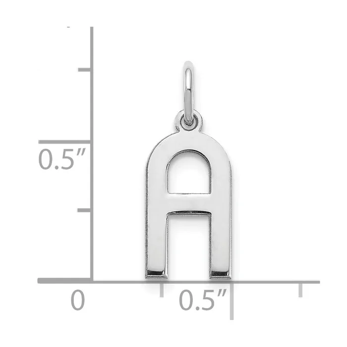 TreasureFineJewelers Sterling Silver Rhodiumplated Letter A Initial Pendant Necklaces
