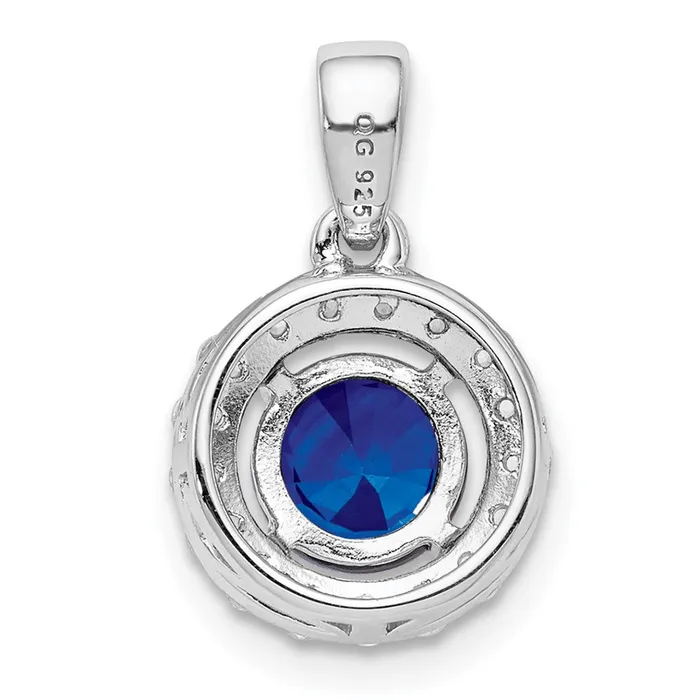 TreasureFineJewelers Sterling Silver Rhodium Plated White Topaz Sapphire Pendant Necklaces