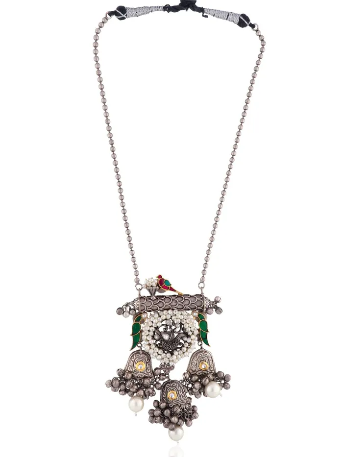 Aria Parrot and Pearls Long Necklace Set Curio Cottage Necklaces Aria Parrot and Pearls Long Necklace Set Curio Cottage Necklaces