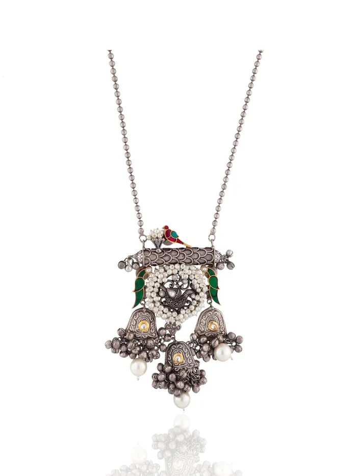Aria Parrot and Pearls Long Necklace Set Curio Cottage Necklaces Aria Parrot and Pearls Long Necklace Set Curio Cottage Necklaces