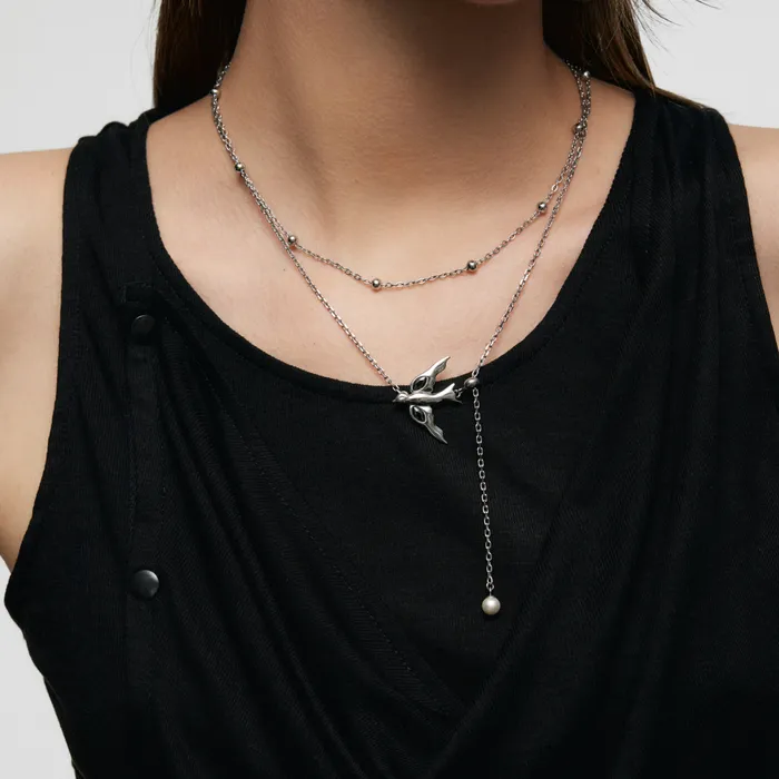 DoubleLayer Peace Dove Necklace Blackheadshop Necklaces DoubleLayer Peace Dove Necklace Blackheadshop Necklaces