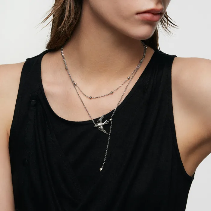 DoubleLayer Peace Dove Necklace Blackheadshop Necklaces DoubleLayer Peace Dove Necklace Blackheadshop Necklaces