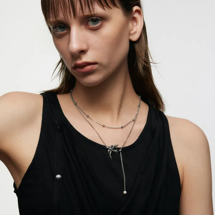 DoubleLayer Peace Dove Necklace Blackheadshop Necklaces DoubleLayer Peace Dove Necklace Blackheadshop Necklaces