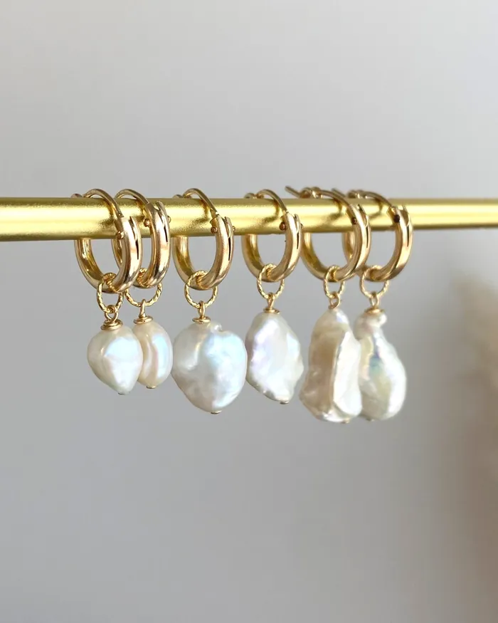 Earrings ERIJEWELRY Keshi Pearl Huggie Hoop Earrings