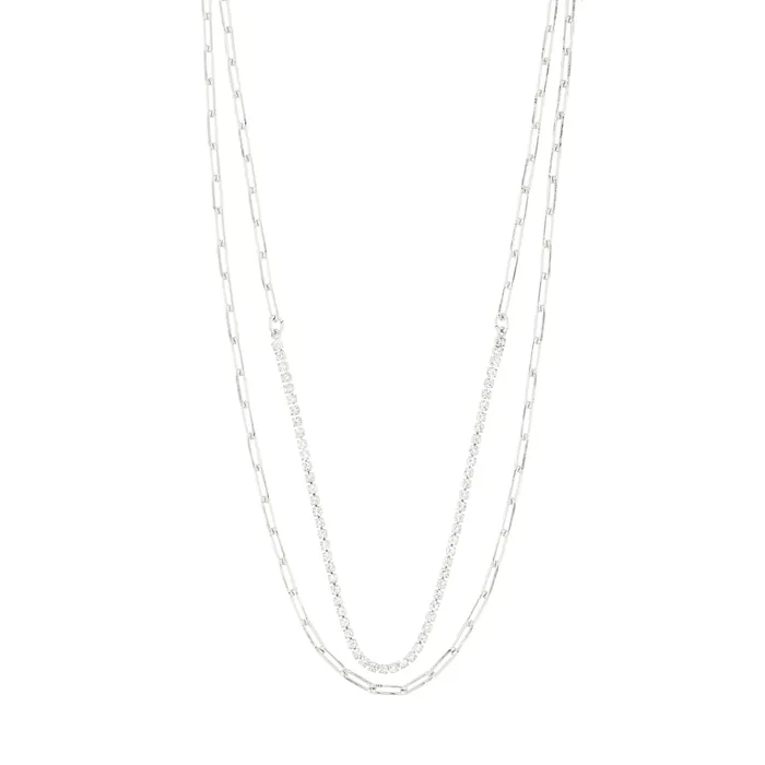 Pilgrim Necklaces Rowan Silver Plated 2in1 Crystal Necklace Set