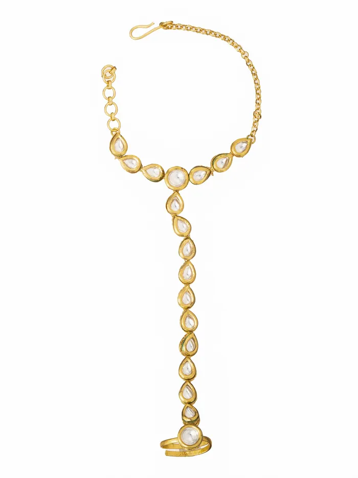 PreStyled Sets Curio Cottage 18 KT Gold Plated kundan studded Hathphool PreStyled Sets Curio Cottage 18 KT Gold Plated kundan studded Hathphool