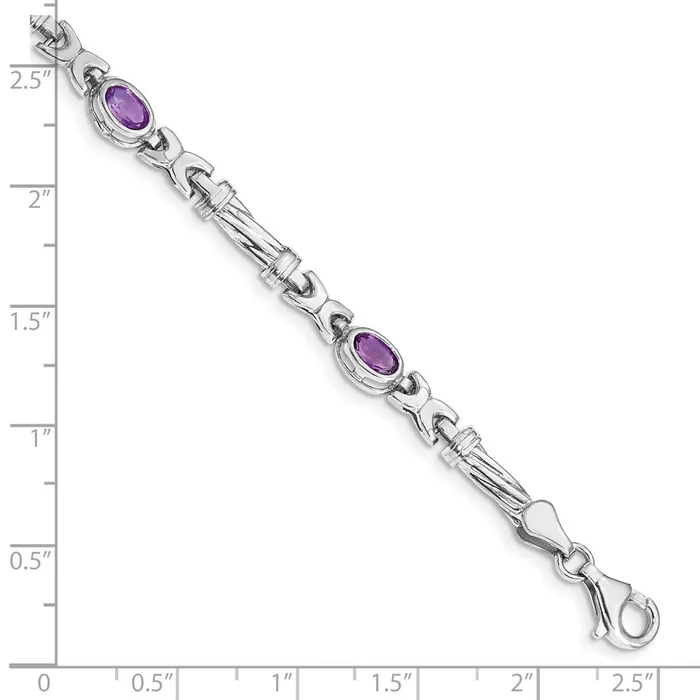 Bracelets WB Choice Jewelry 10k White Gold Amethyst BraceletWBCBM4497AM1W Bracelets WB Choice Jewelry 10k White Gold Amethyst BraceletWBCBM4497AM1W