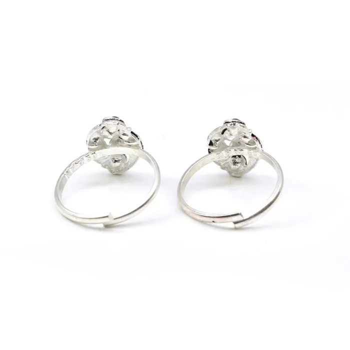 Karizma Jewels Necklaces Indian Style Handmade Crystal Enamel Toe Rings Pair Real Solid Silver for women Karizma Jewels Necklaces Indian Style Handmade Crystal Enamel Toe Rings Pair Real Solid Silver for women