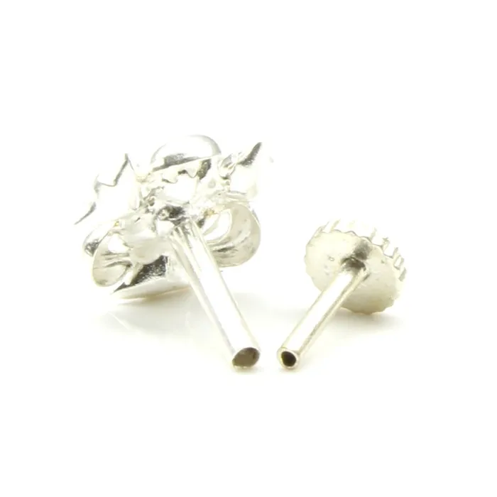 Karizma Jewels Rings Ethnic Indian 925 Sterling Silver White CZ Indian Nose ring Push Pin