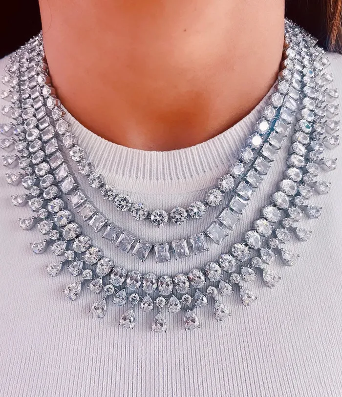 Maharani 4 Layer Dimonte Minar Dimonte 2 Layer Statement Choker Necklace Set Necklace Earrings PRERTO ECOMMERCE PRIVATE LIMITED Necklaces