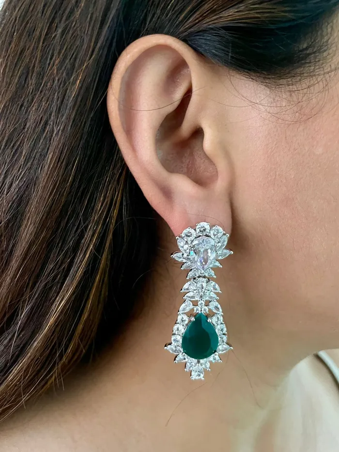 Necklaces 7 Drop Emerald Dimonte Necklace Set PRERTO ECOMMERCE PRIVATE LIMITED