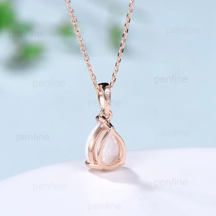 Necklaces PENFINE Dainty fire opal pendant necklace solitaire white opal pendant 14k18k rose gold minimalist October birthstone pendant necklace for women Necklaces PENFINE Dainty fire opal pendant necklace solitaire white opal pendant 14k18k rose gold minimalist October birthstone pendant necklace for women