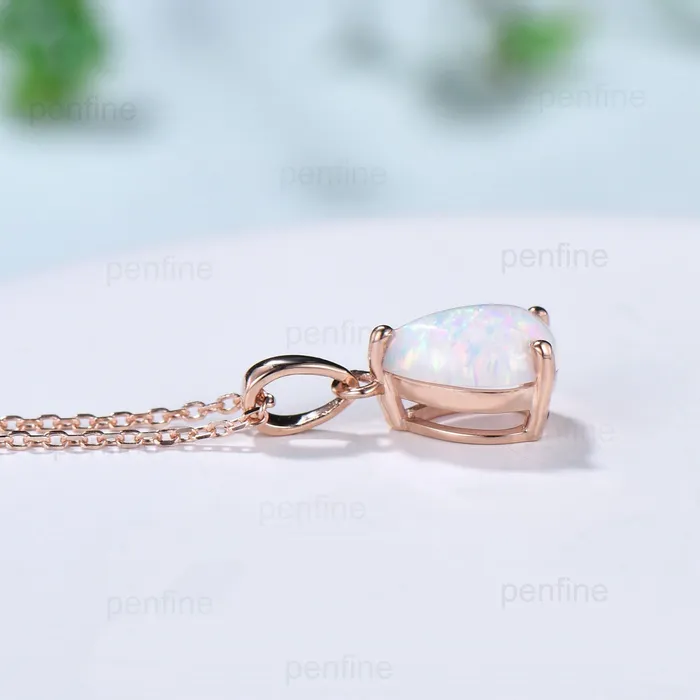 Necklaces PENFINE Dainty fire opal pendant necklace solitaire white opal pendant 14k18k rose gold minimalist October birthstone pendant necklace for women Necklaces PENFINE Dainty fire opal pendant necklace solitaire white opal pendant 14k18k rose gold minimalist October birthstone pendant necklace for women