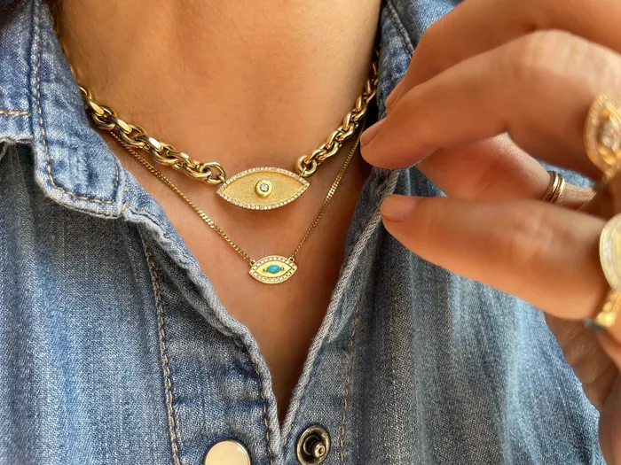 Necklaces Shylee Rose Jewelry Evil Eye Necklace w Turquoise Marquise