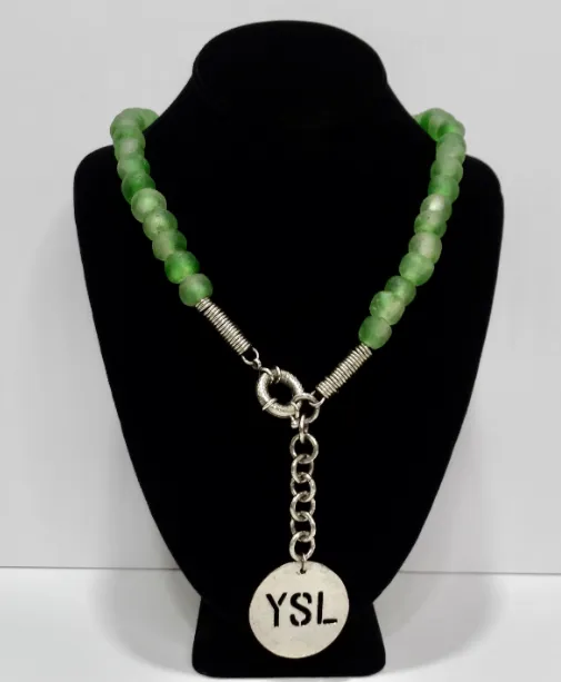 Necklaces Vintage by Misty 1980s Yves Saint Laurent Sea Glass Necklace Necklaces Vintage by Misty 1980s Yves Saint Laurent Sea Glass Necklace
