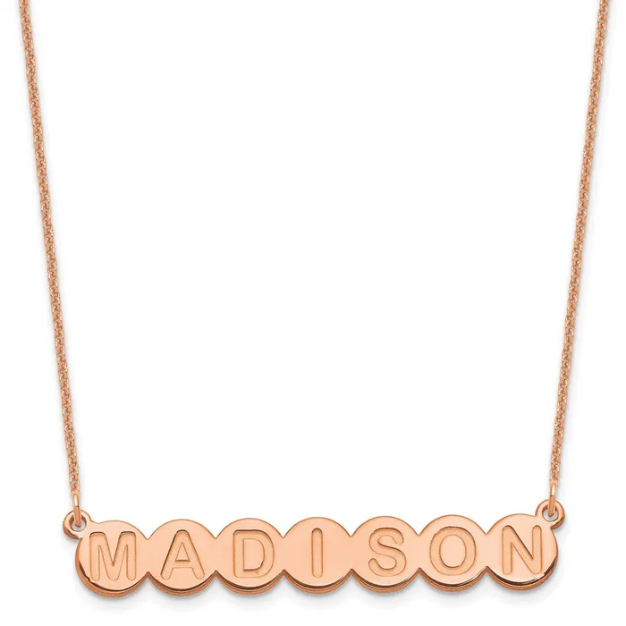 Necklaces WB Choice Jewelry 14K Rose Gold 7 Letter Bubble NecklaceWBCXNA1319R Necklaces WB Choice Jewelry 14K Rose Gold 7 Letter Bubble NecklaceWBCXNA1319R